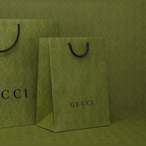 Green Embossed Gucci Shopping Bag